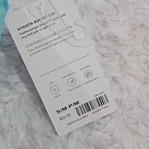 Athleta Womens Size Small Medium Teal Bucket Hat Summer Sun Travel Vacation Fish
